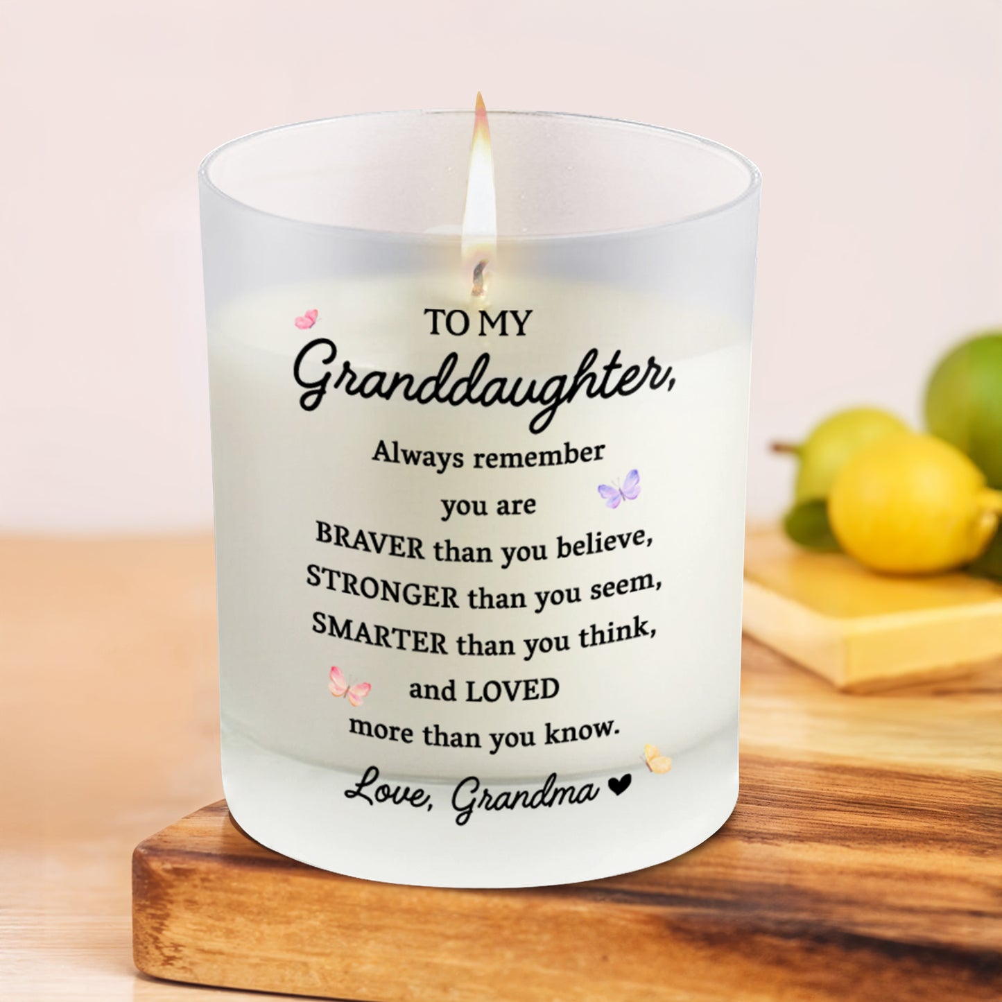 Granddaughter You Are Braver, Stronger, Smarter Candle - Personalized Scented Candle With Wooden Lid - GDT002_SECA