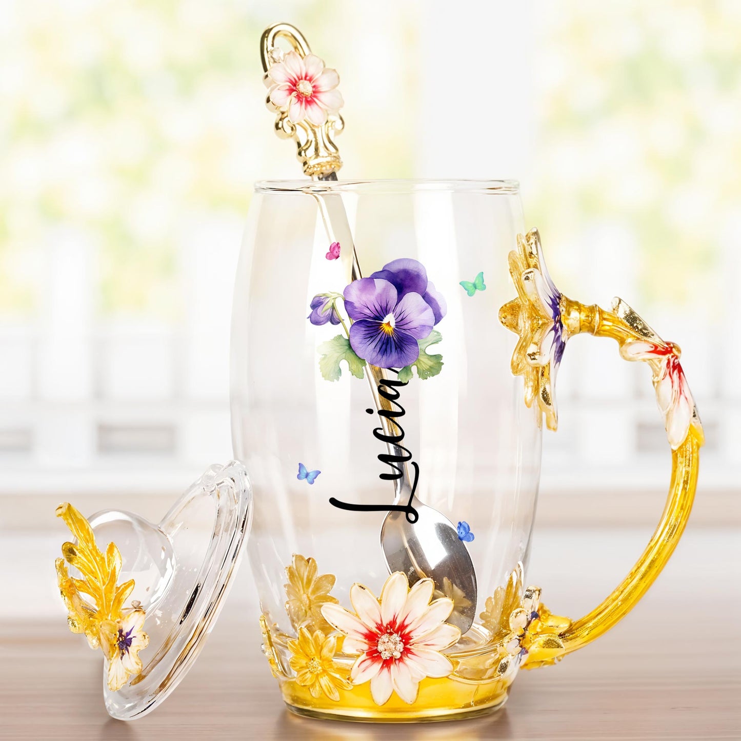 Add A Touch Of Elegance To Your Tea Time, Enamel Flowers and Butterflies