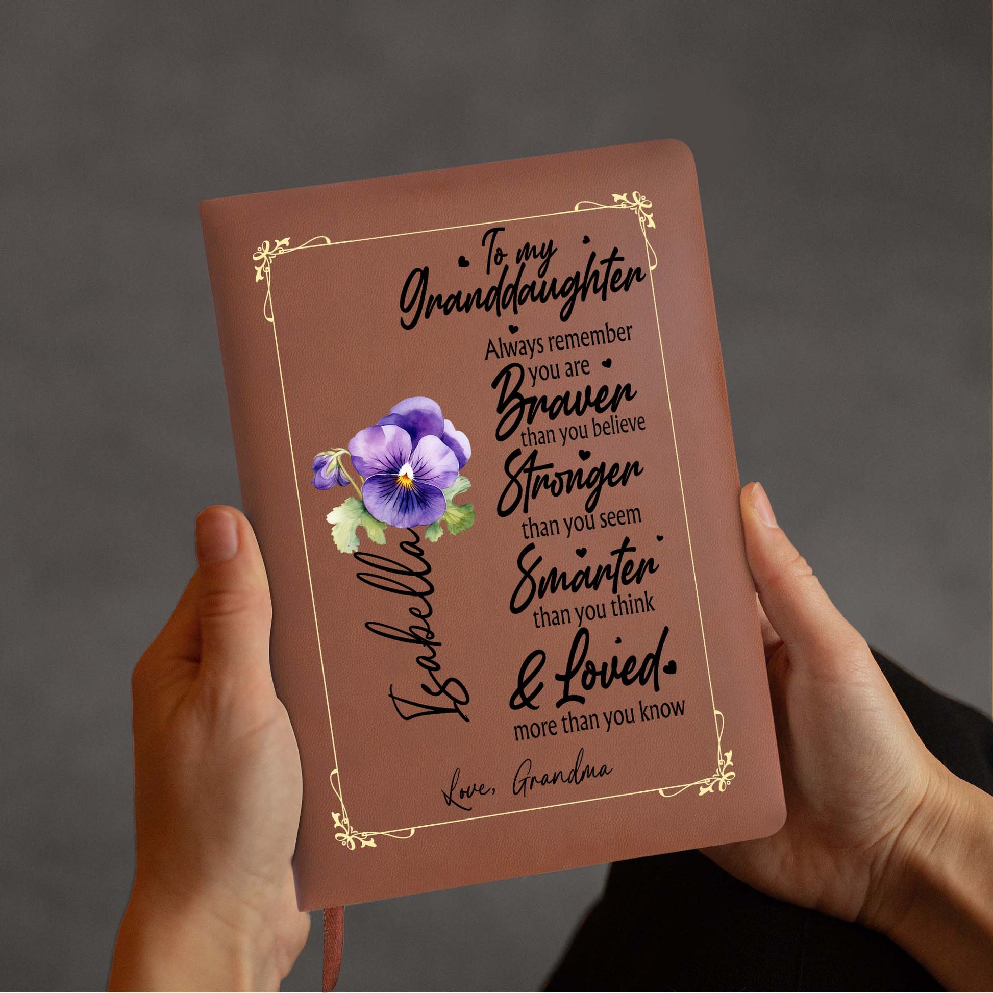 Braver, Stronger, Smarter, Loved, Inspiring Message With Pansy Flowers