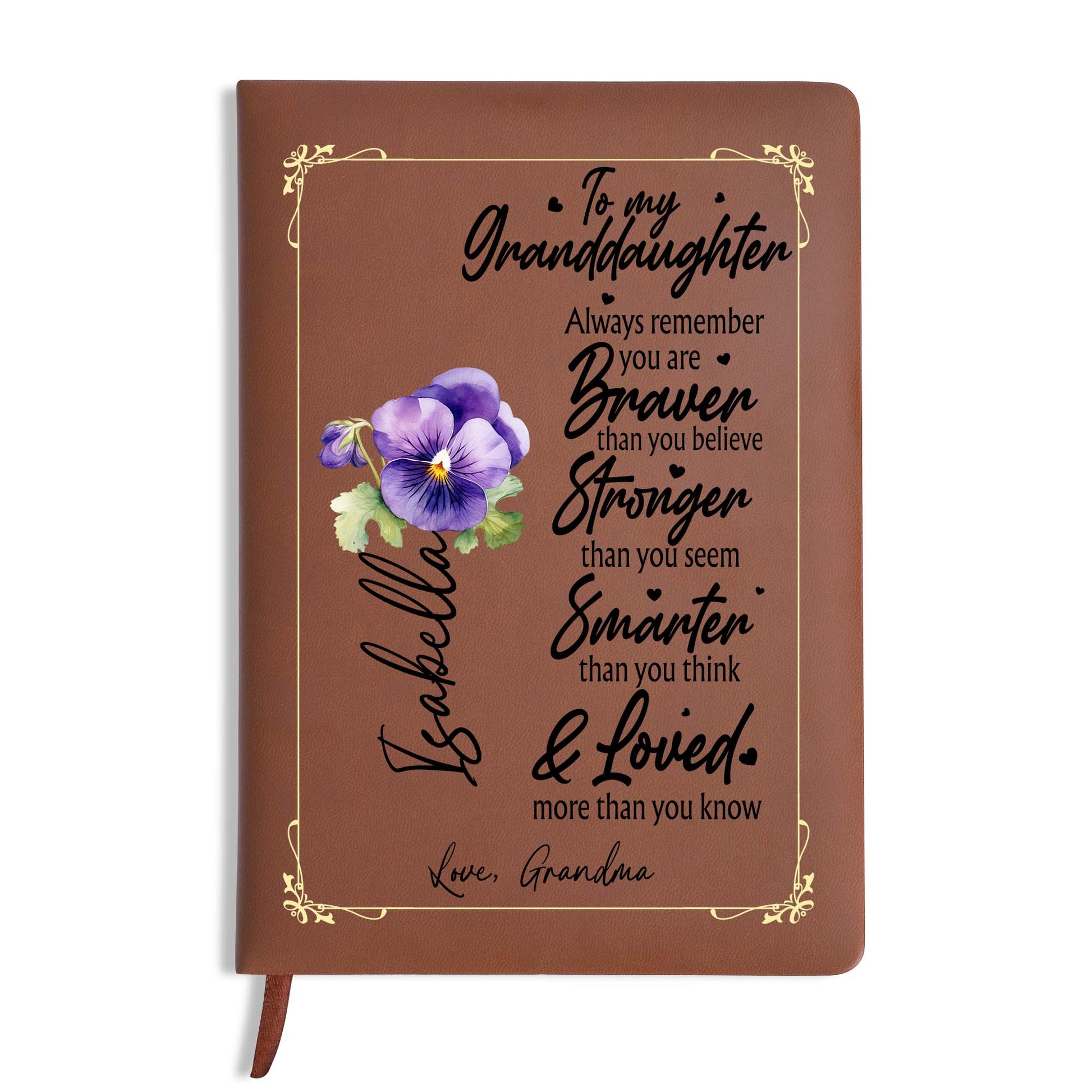 Braver, Stronger, Smarter, Loved, Inspiring Message With Pansy Flowers