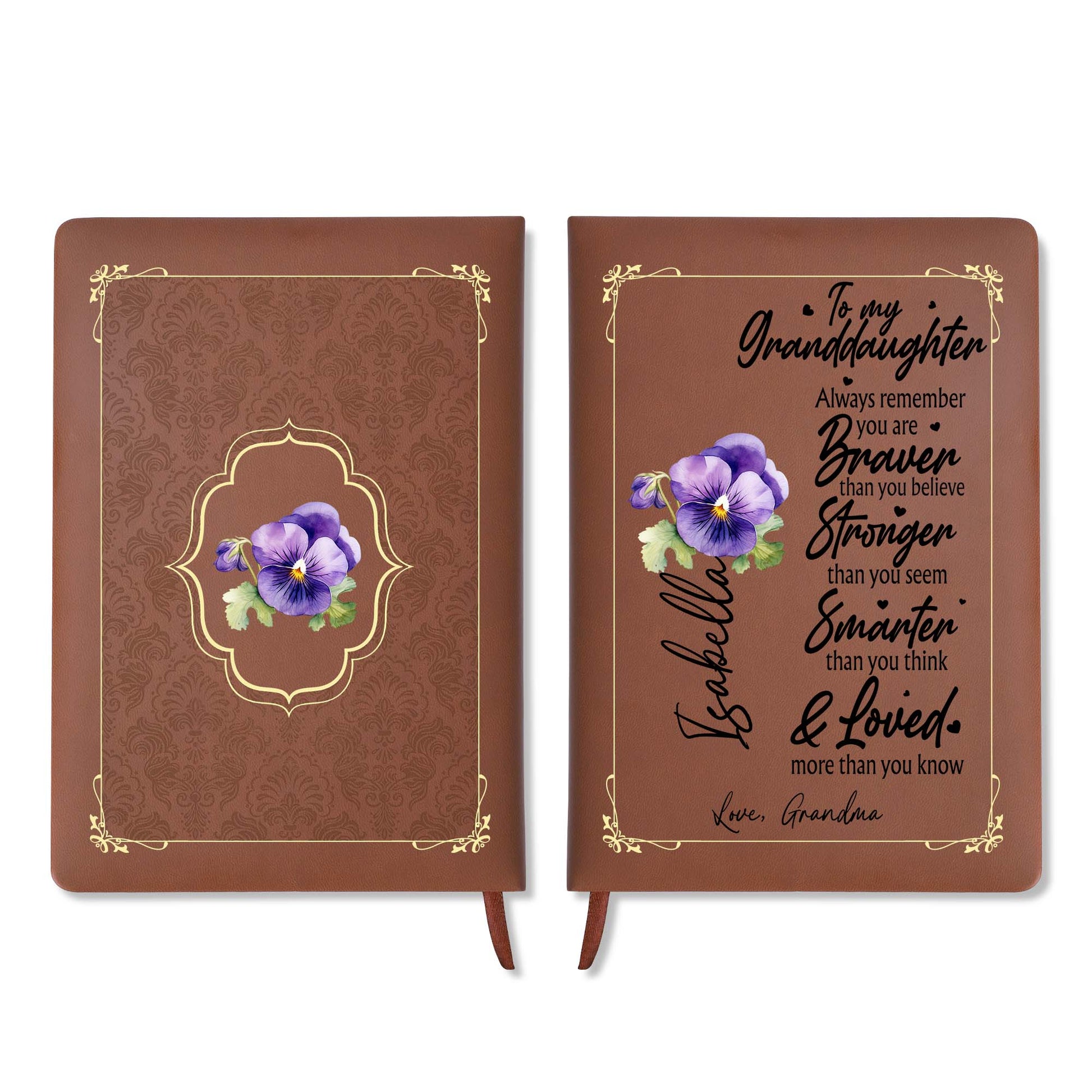 Braver, Stronger, Smarter, Loved, Inspiring Message With Pansy Flowers