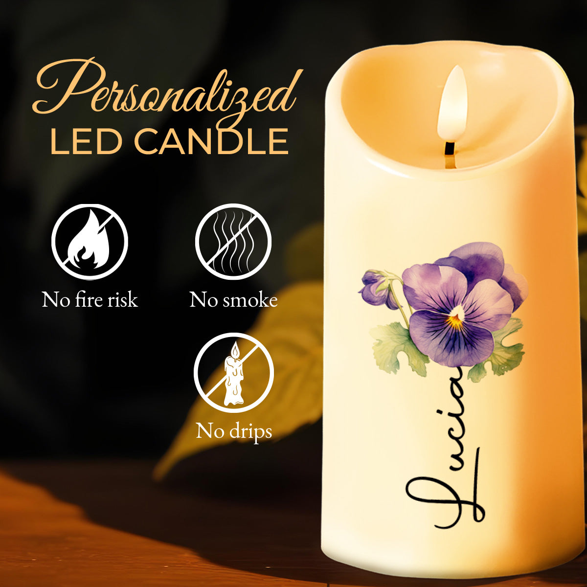 Always Remember You Are Loved More, Featuring Pansy Flower - Personalized Custom LED Candle - GDT007_LECA