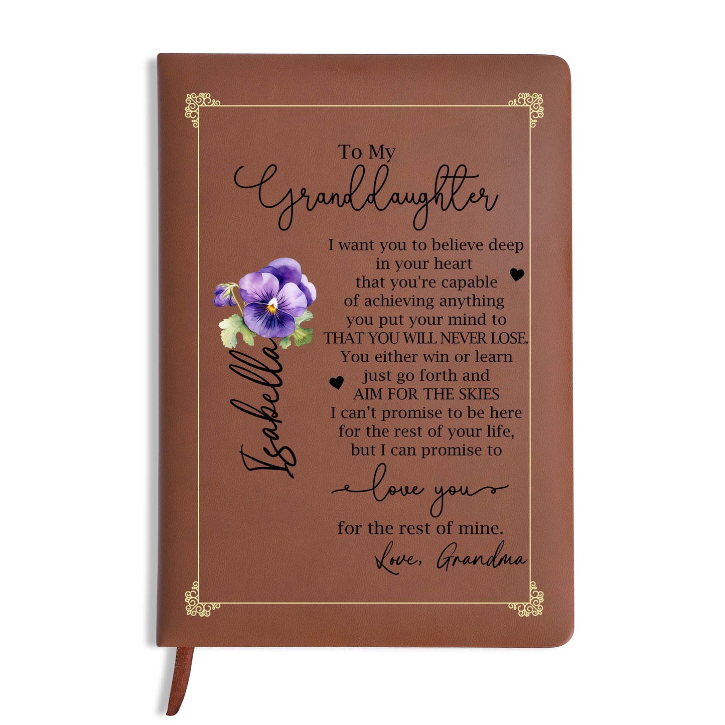 Believe And Aim For The Skies, Love For A Lifetime - Personalized Custom Leather Journal - GDT018_JRNL