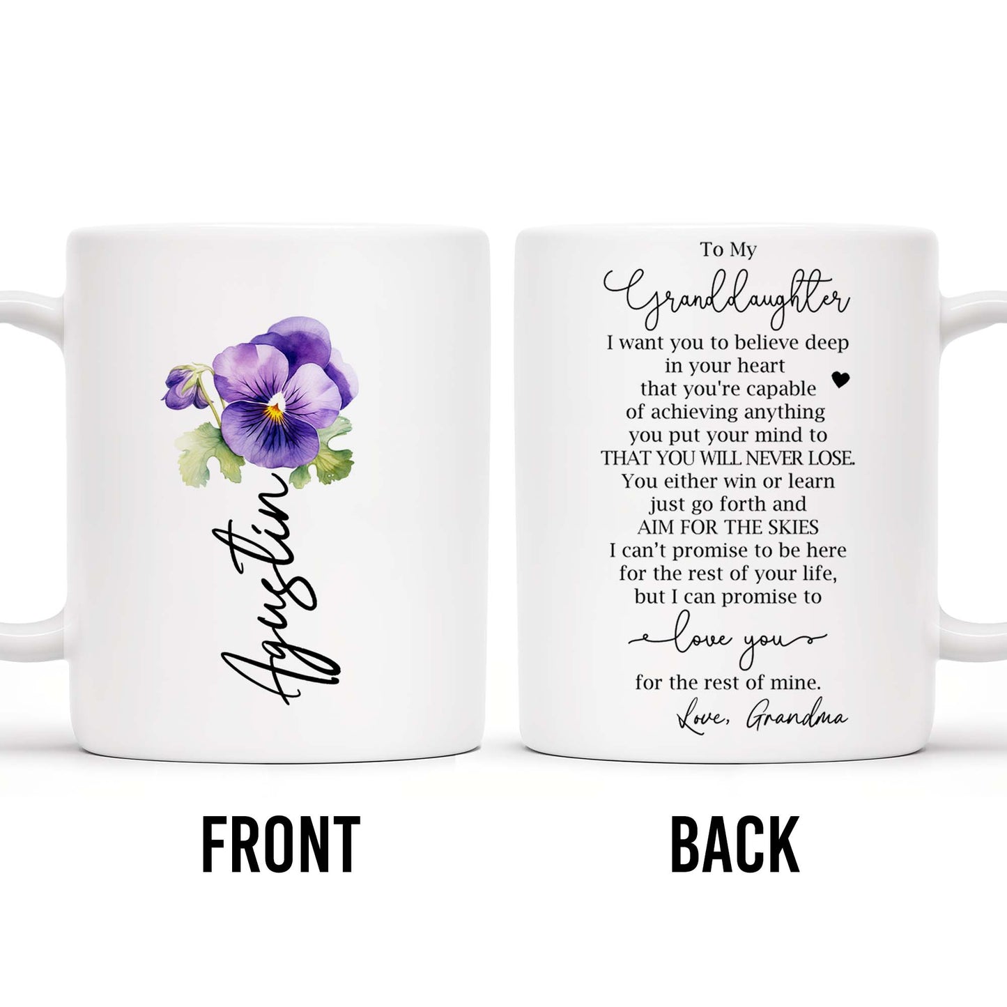 Granddaughter Believe In Yourself Heartfelt Pansy Mug