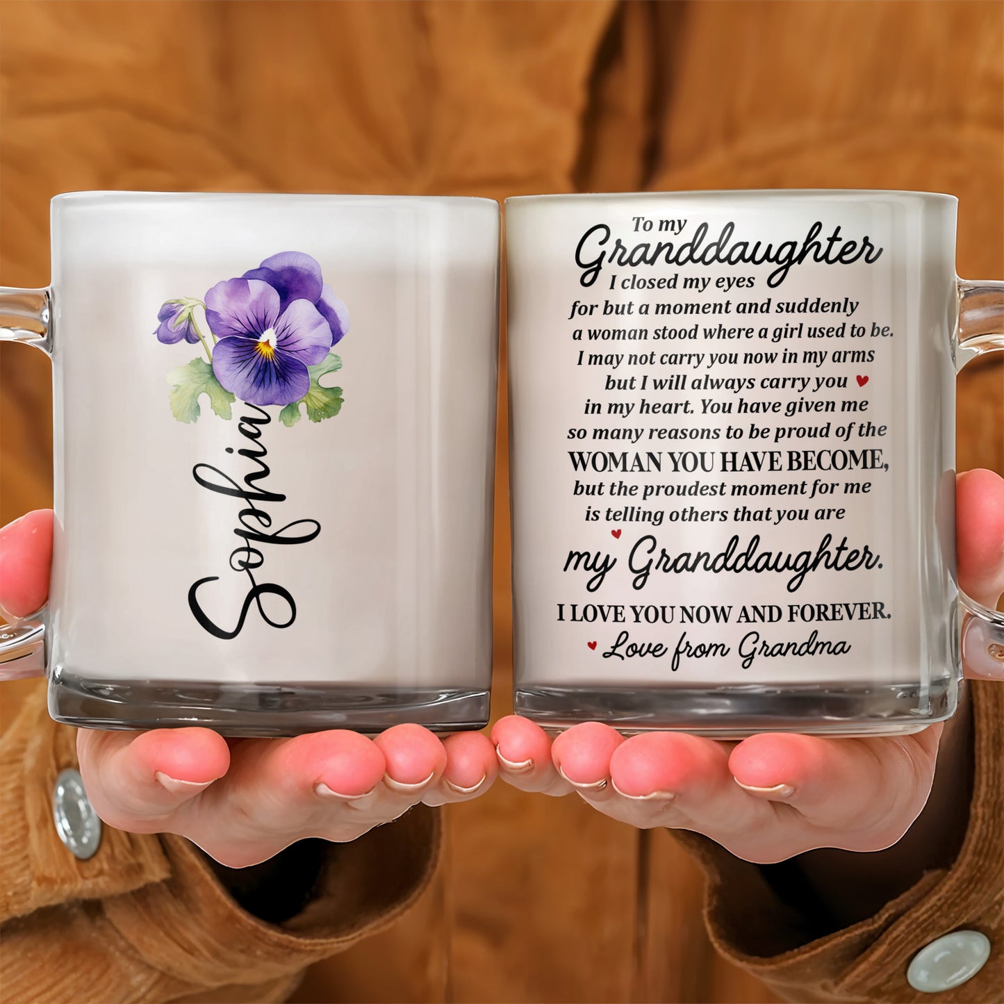 To My Granddaughter Love From Grandma Featuring Pansy Flower