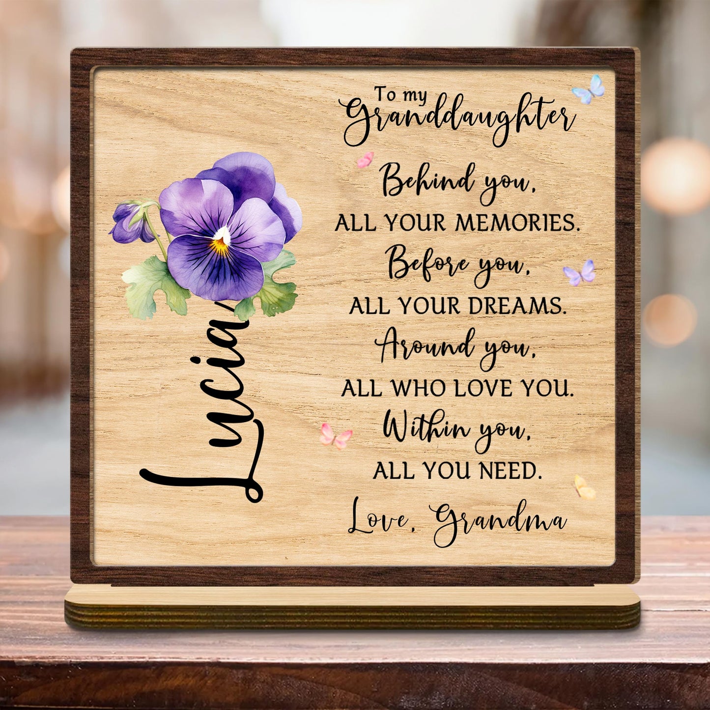 Granddaughter Memories And Dreams Pansy Flower Plaque