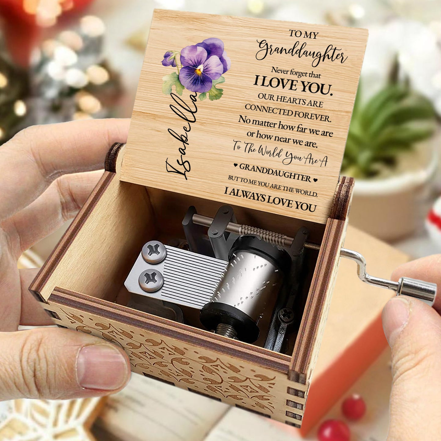 Granddaughter You Are The World Music Box With Flowers