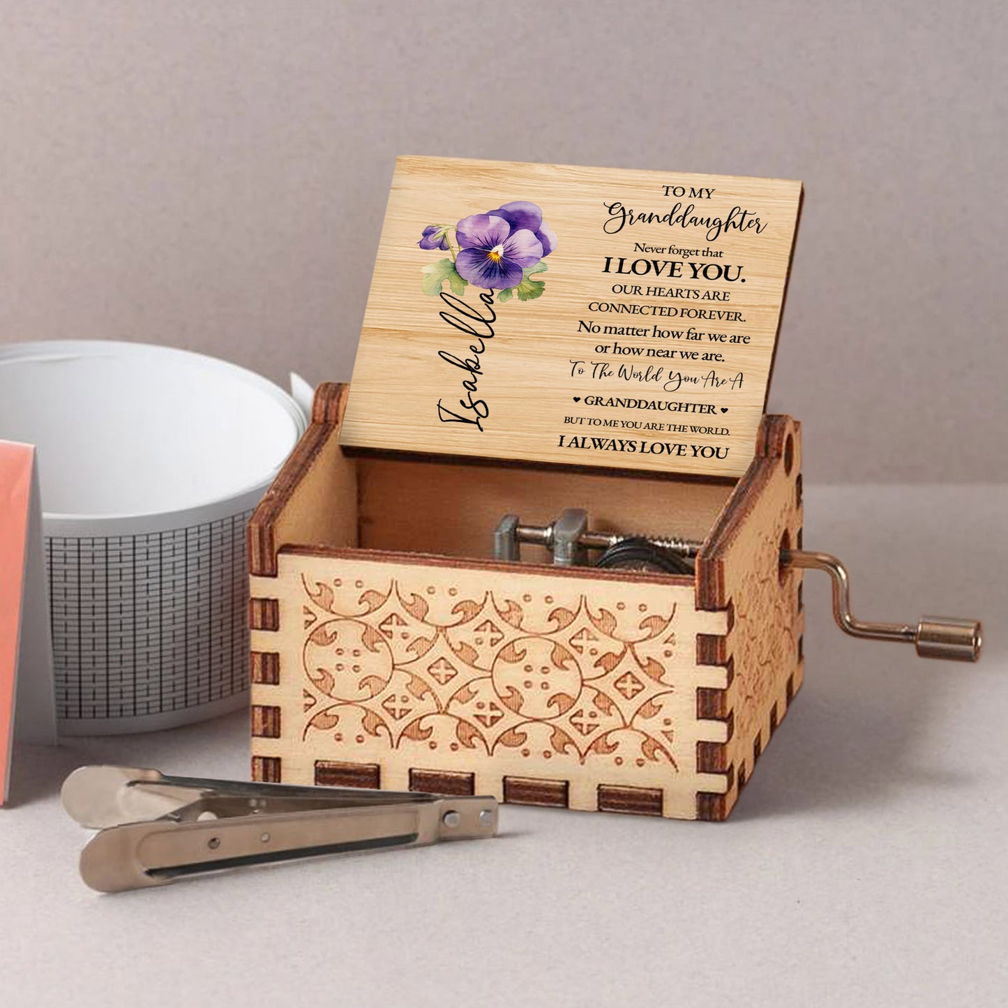 Granddaughter You Are The World Music Box With Flowers