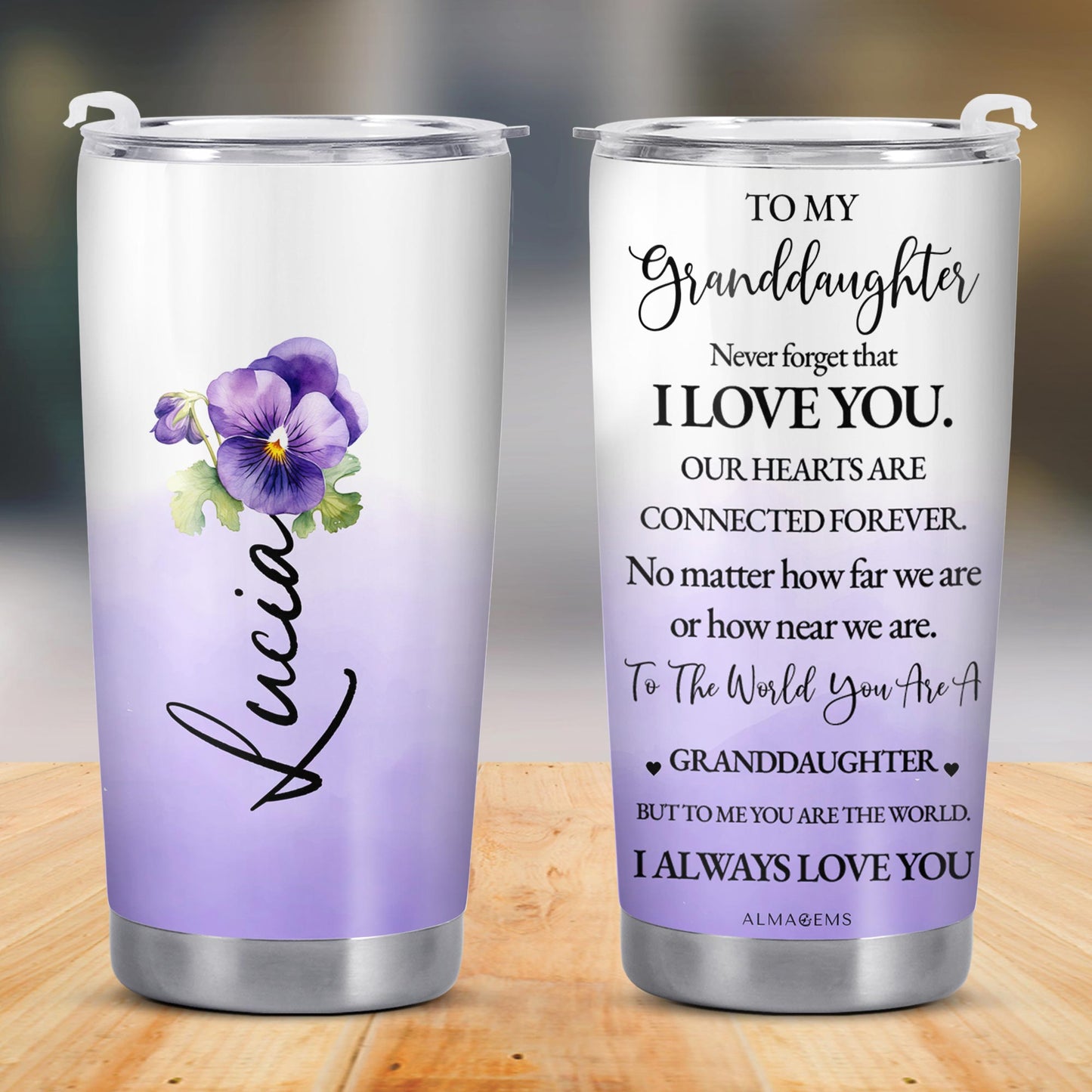 Granddaughter You Are My World Floral Tumbler