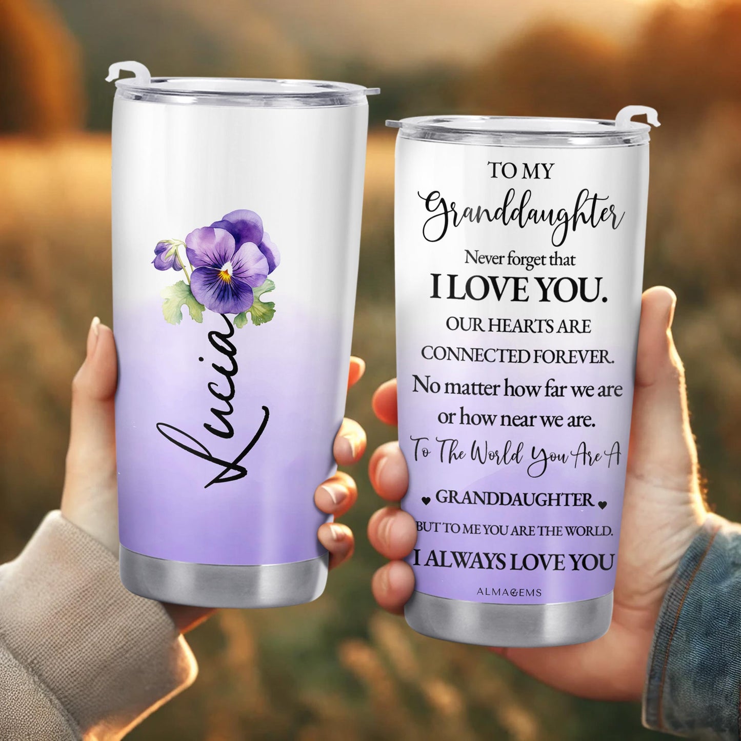 Granddaughter You Are My World Floral Tumbler