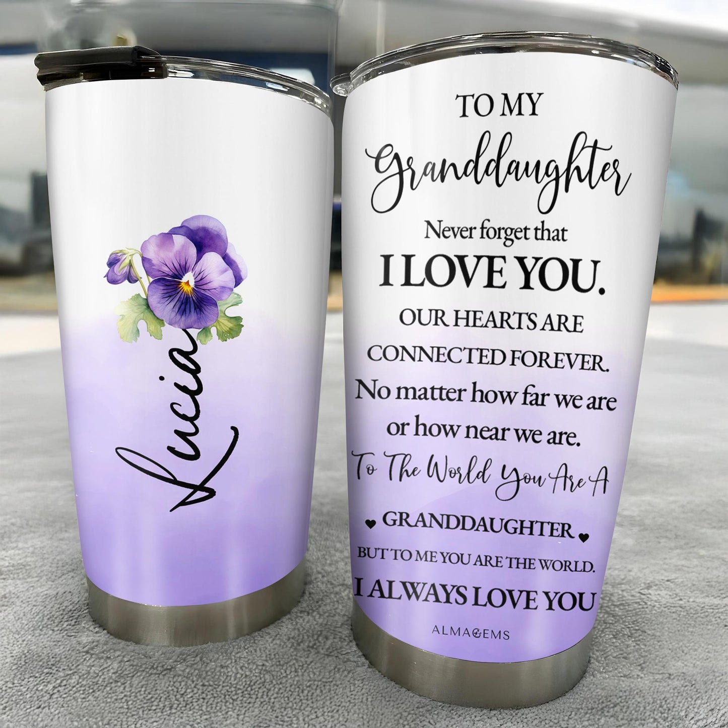 Granddaughter You Are My World Floral Tumbler