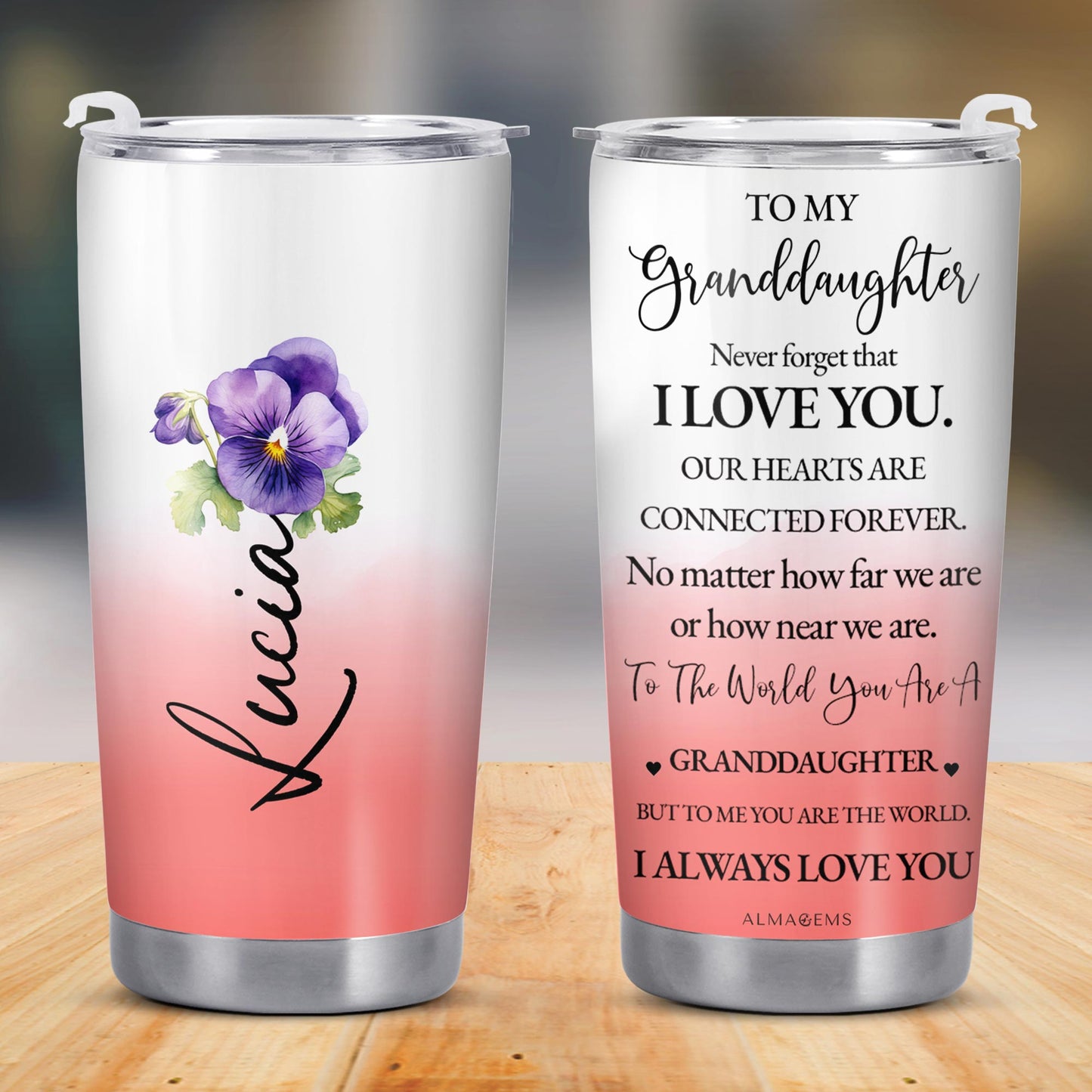 Granddaughter You Are My World Floral Tumbler