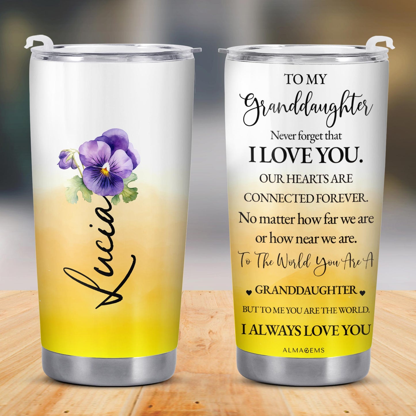 Granddaughter You Are My World Floral Tumbler