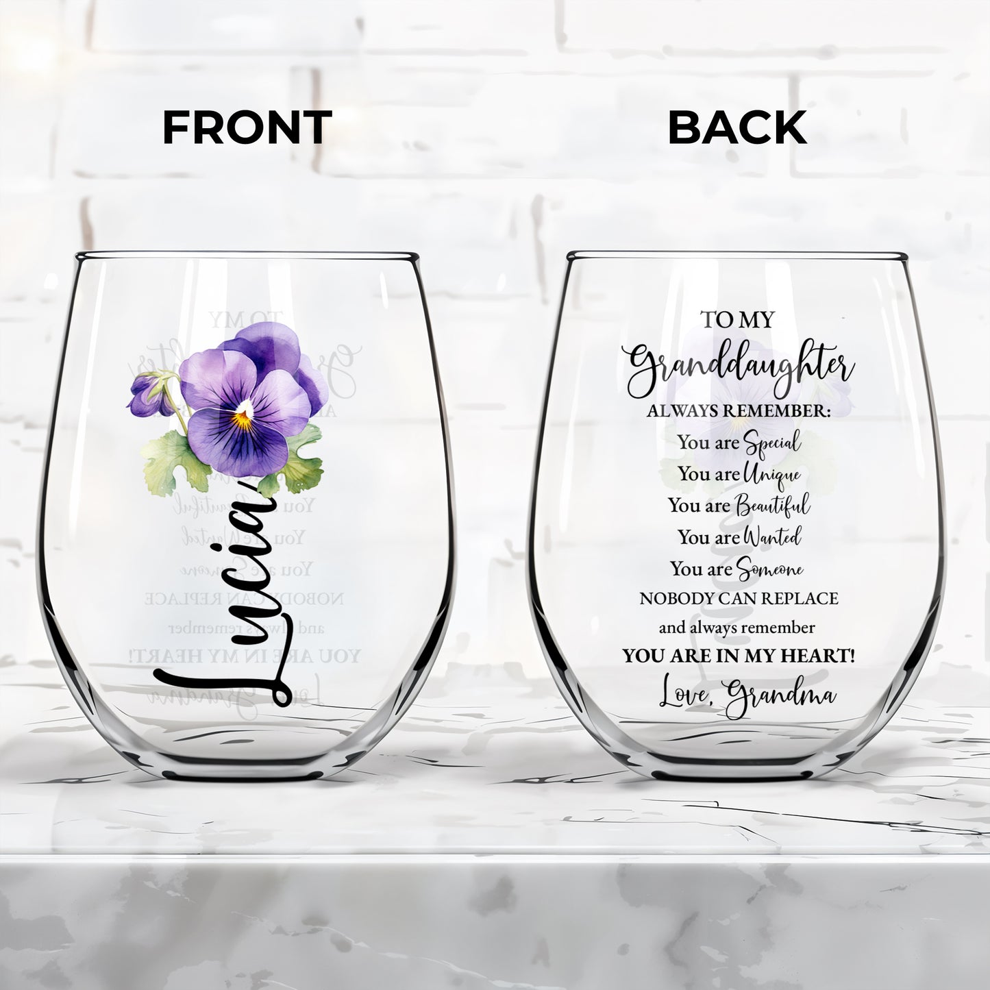 Special Beautiful Pansy Flower Design For Granddaughter