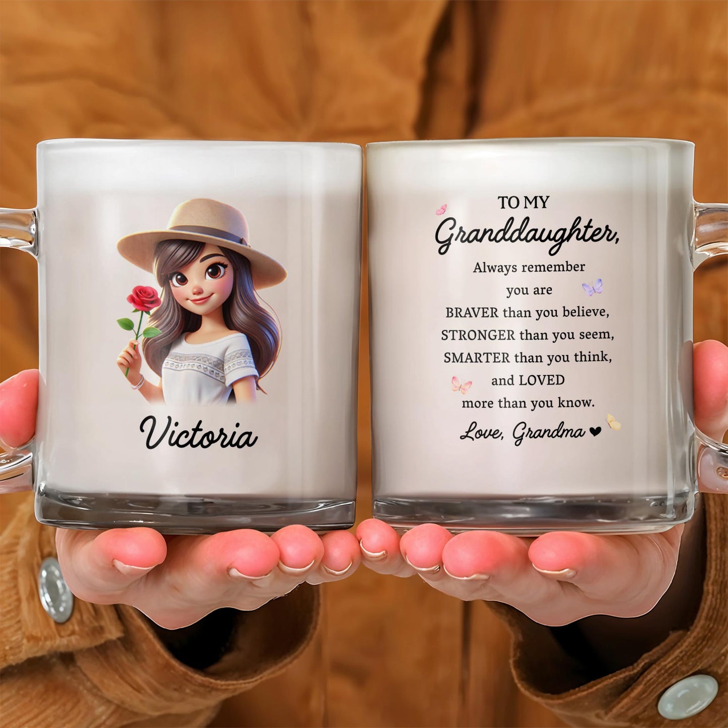 To My Granddaughter Always Remember You Are Loved - Personalized Custom Glass Mug - GDT034_GLM