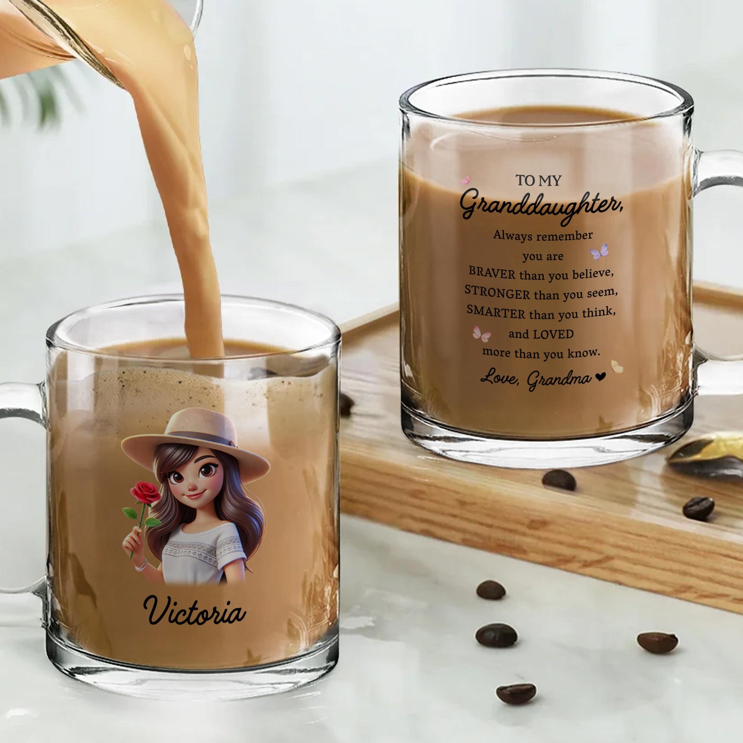 To My Granddaughter Always Remember You Are Loved - Personalized Custom Glass Mug - GDT034_GLM