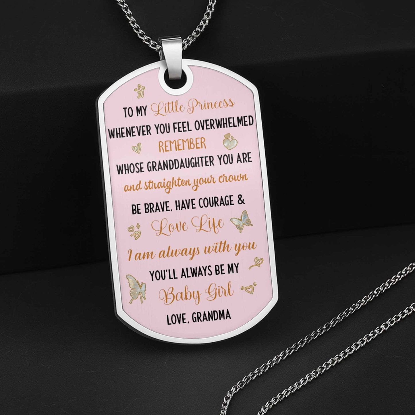 To My Beautiful Daughter, Rose and Butterfly Necklace
