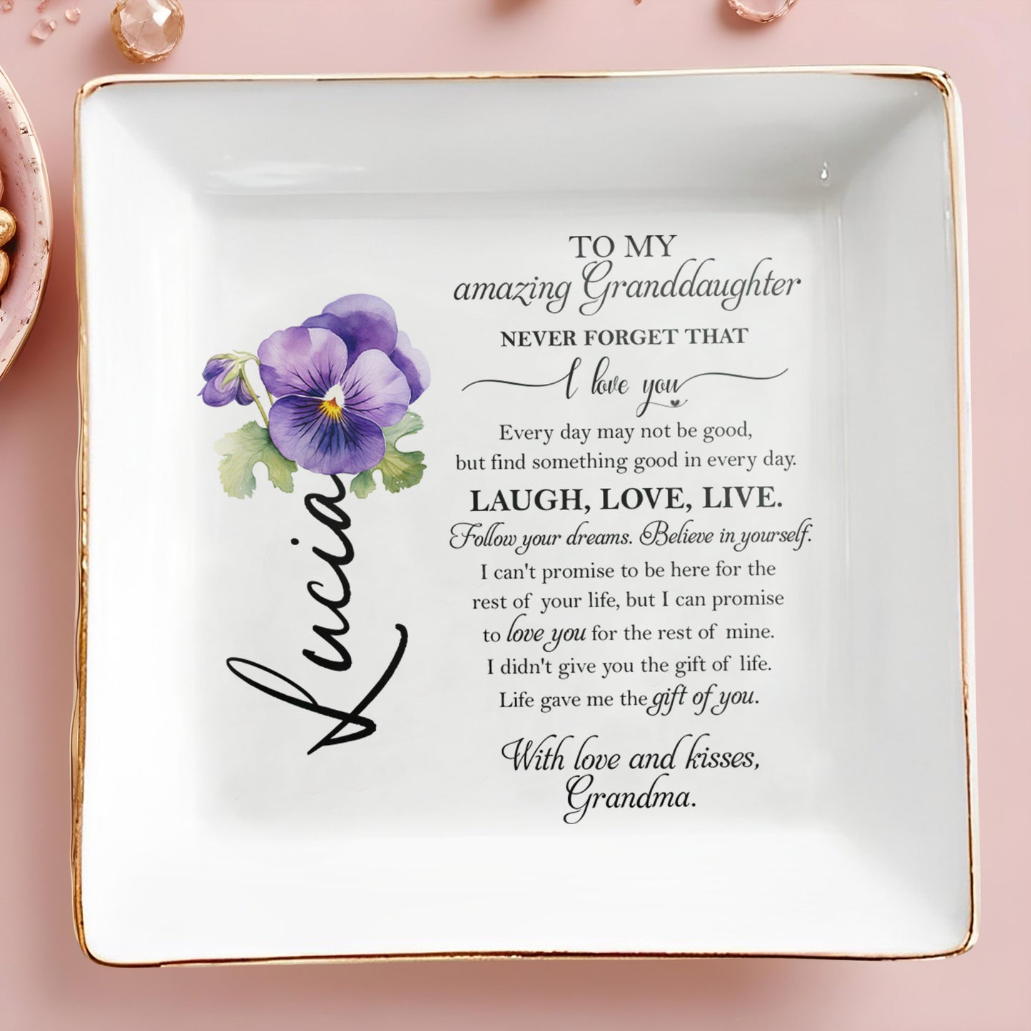 Love And Encouragement Jewelry Dish For Granddaughter