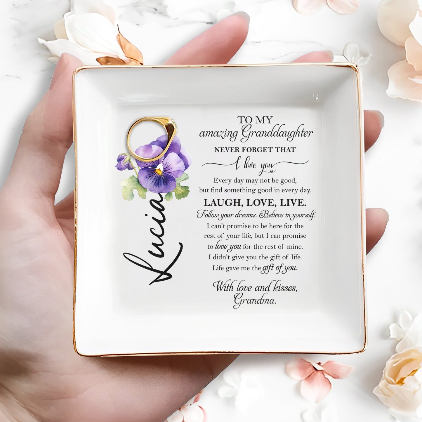 Love And Encouragement Jewelry Dish For Granddaughter