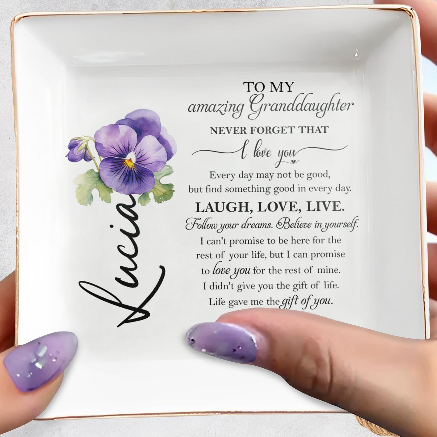 Love And Encouragement Jewelry Dish For Granddaughter