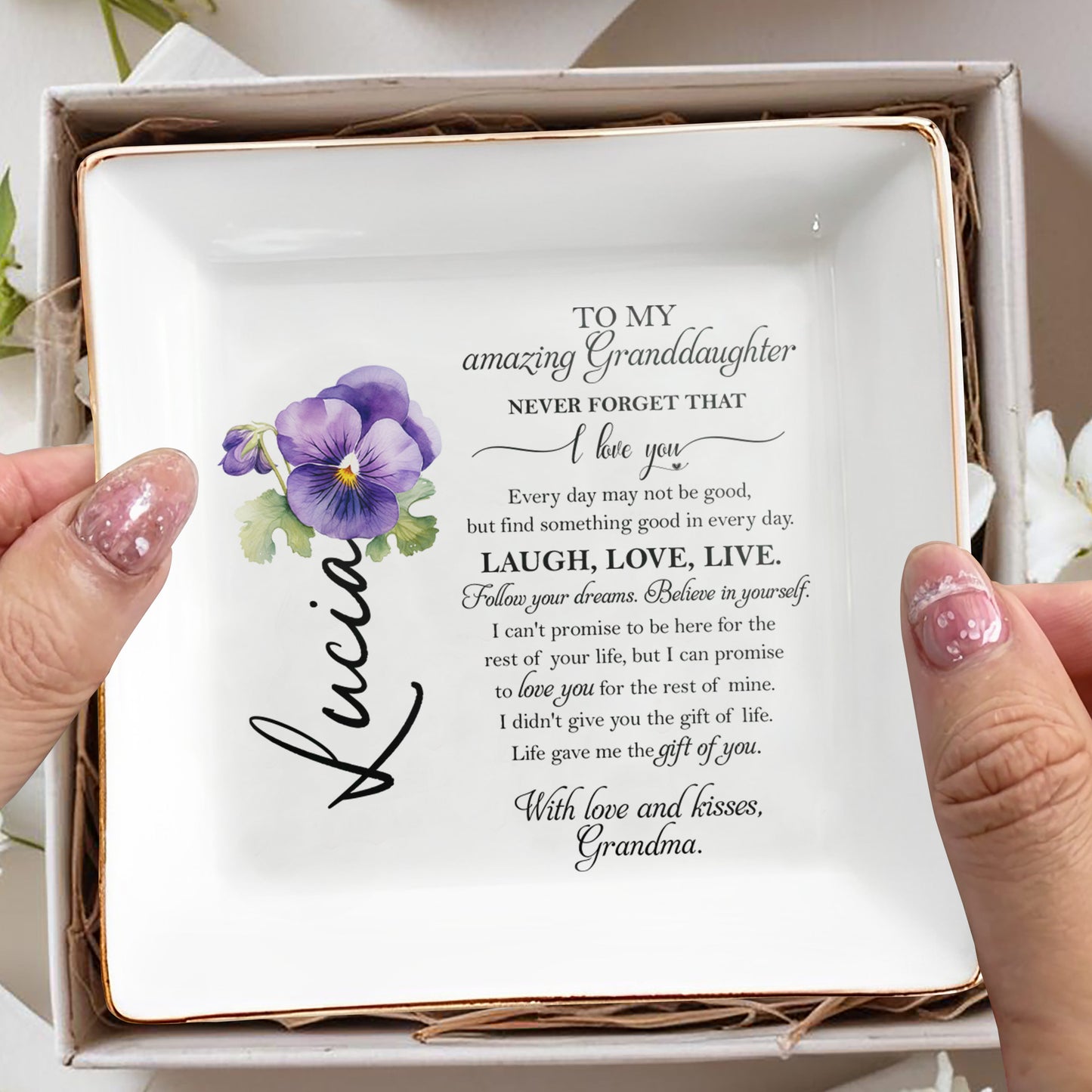 Love And Encouragement Jewelry Dish For Granddaughter