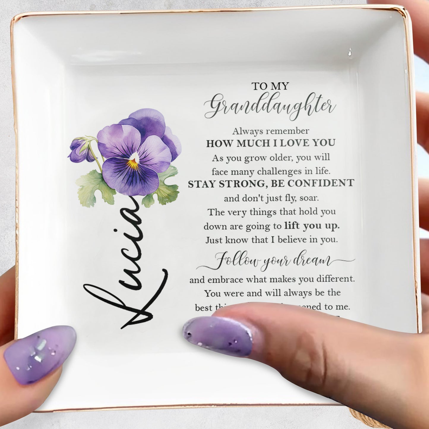 Love You, Stay Strong, Follow Your Dream Jewelry Dish