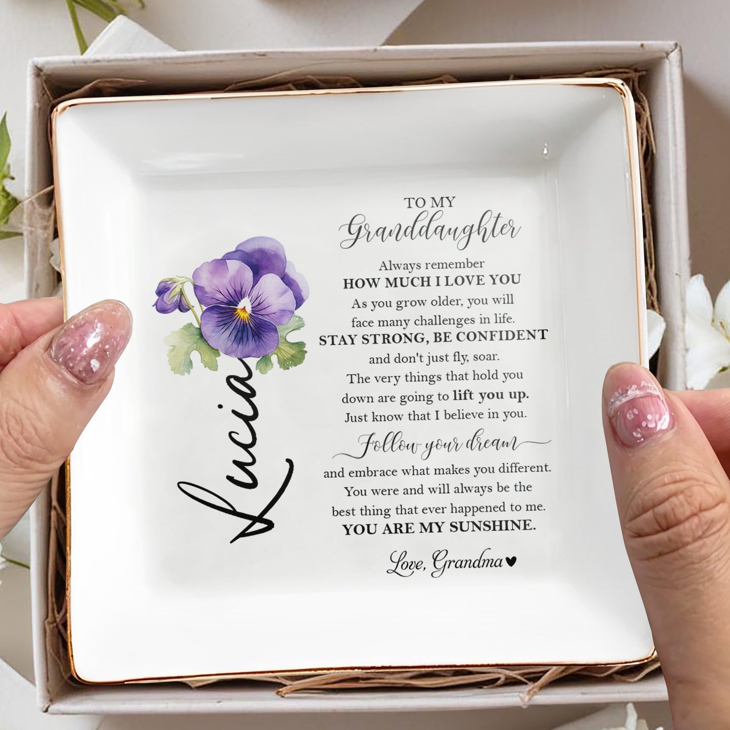Love You, Stay Strong, Follow Your Dream Jewelry Dish