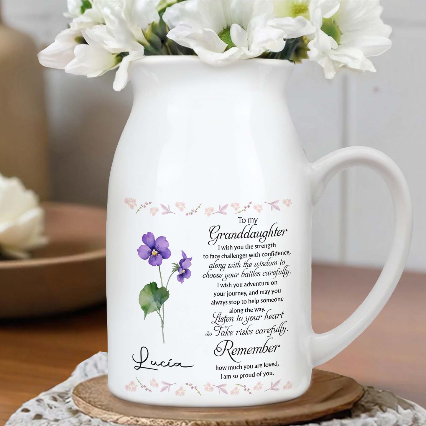 Love And Strength Granddaughter Floral Vase