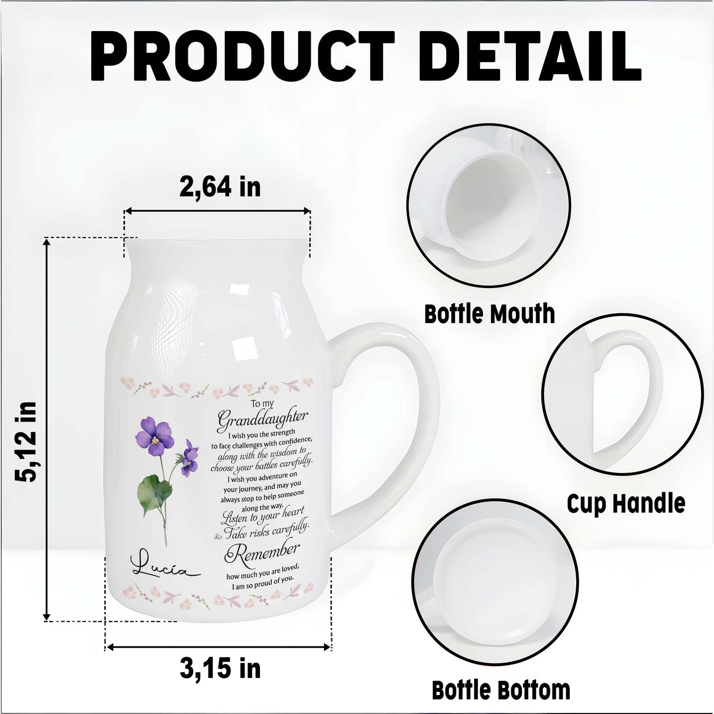 Love And Strength Granddaughter Floral Vase