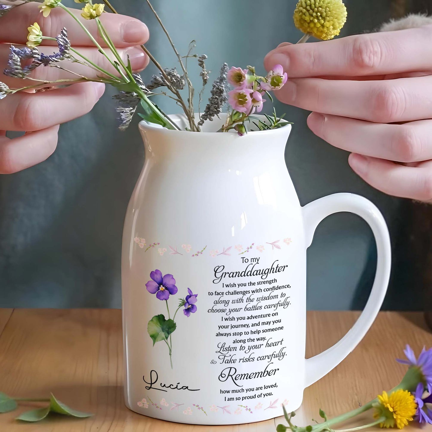 Love And Strength Granddaughter Floral Vase