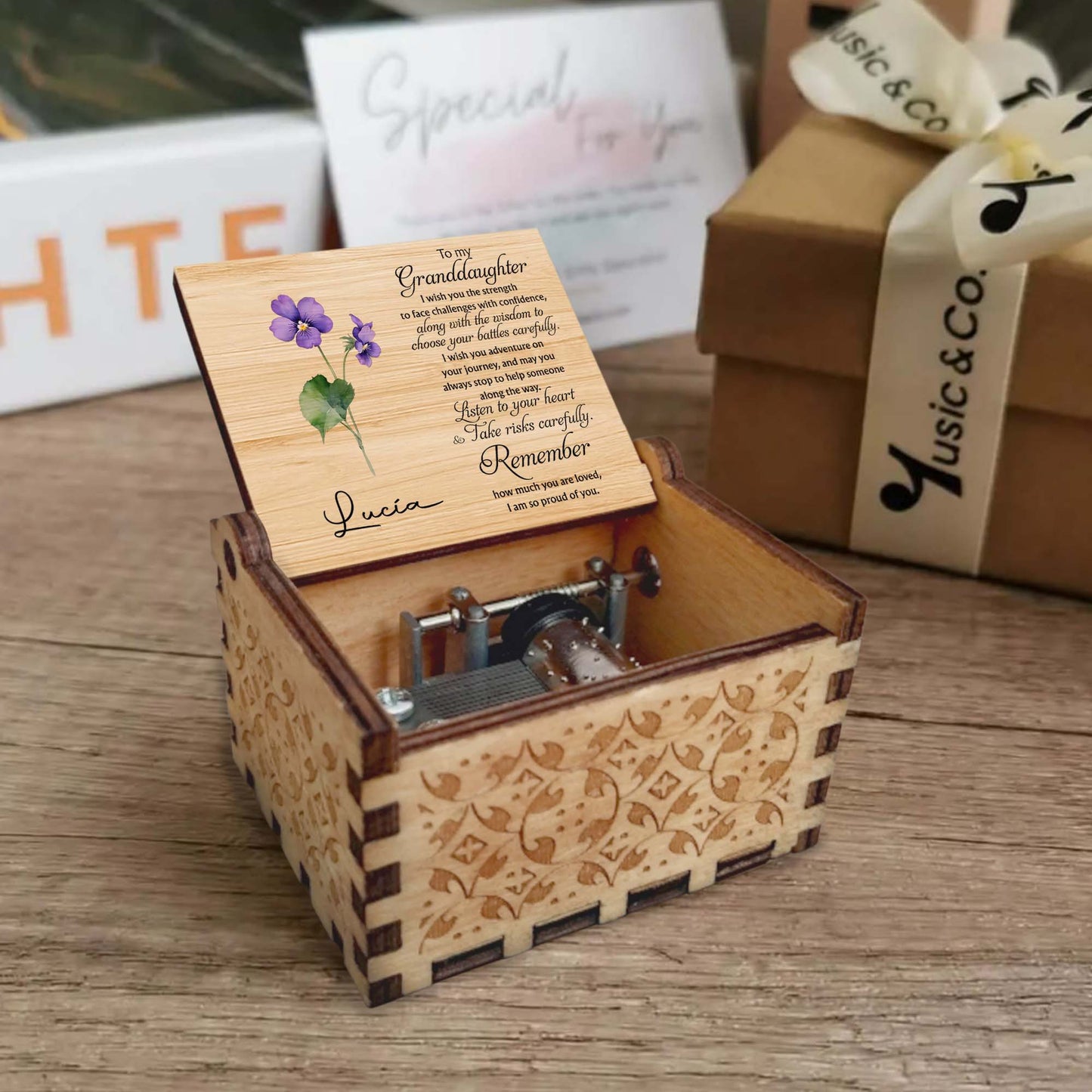 Granddaughter, You Are Loved And Cherished Wooden Music Box