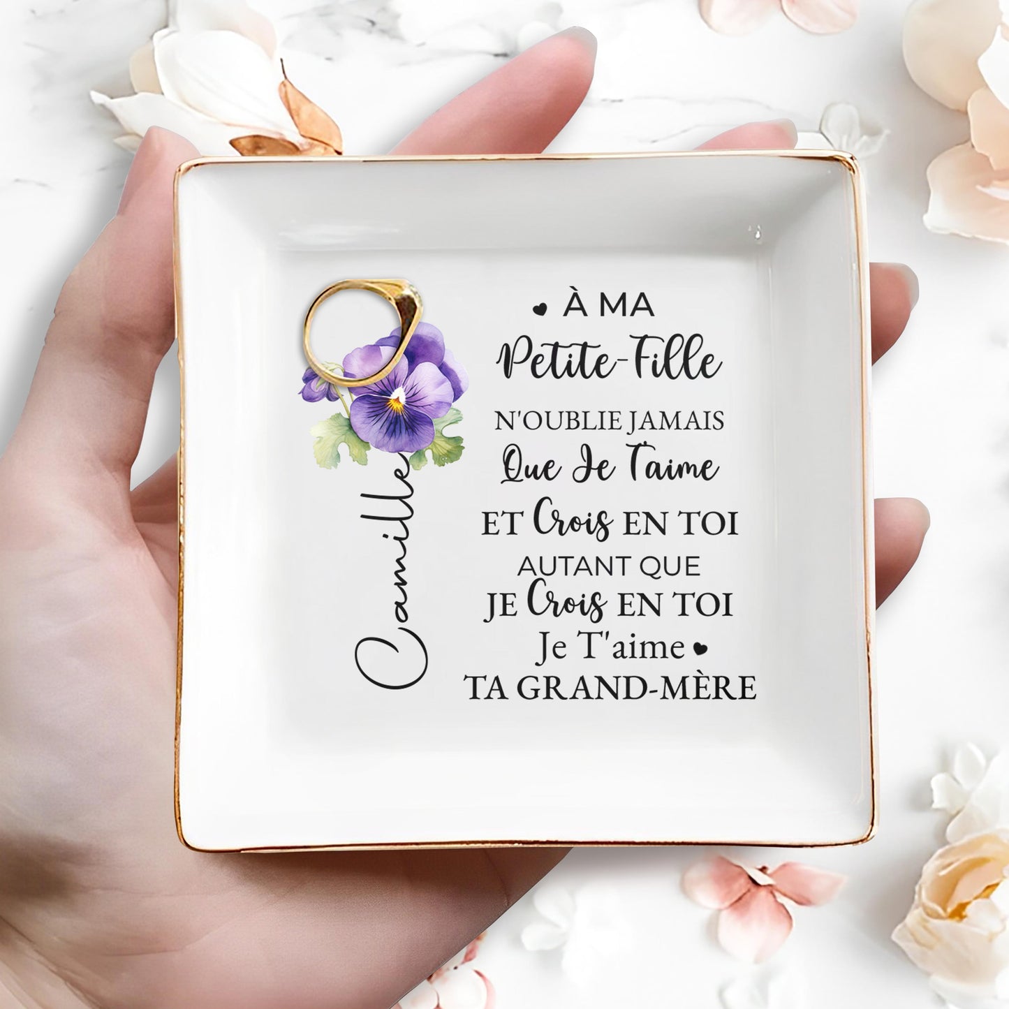 Believe In Yourself Violet Floral Dish