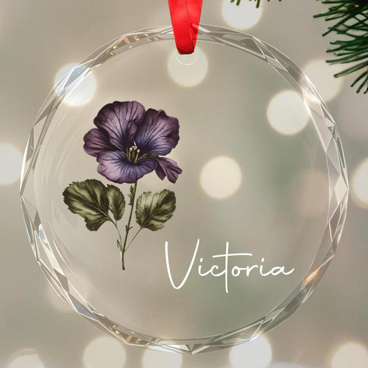 Elegant Nature-Themed Personalized Glass Ornament