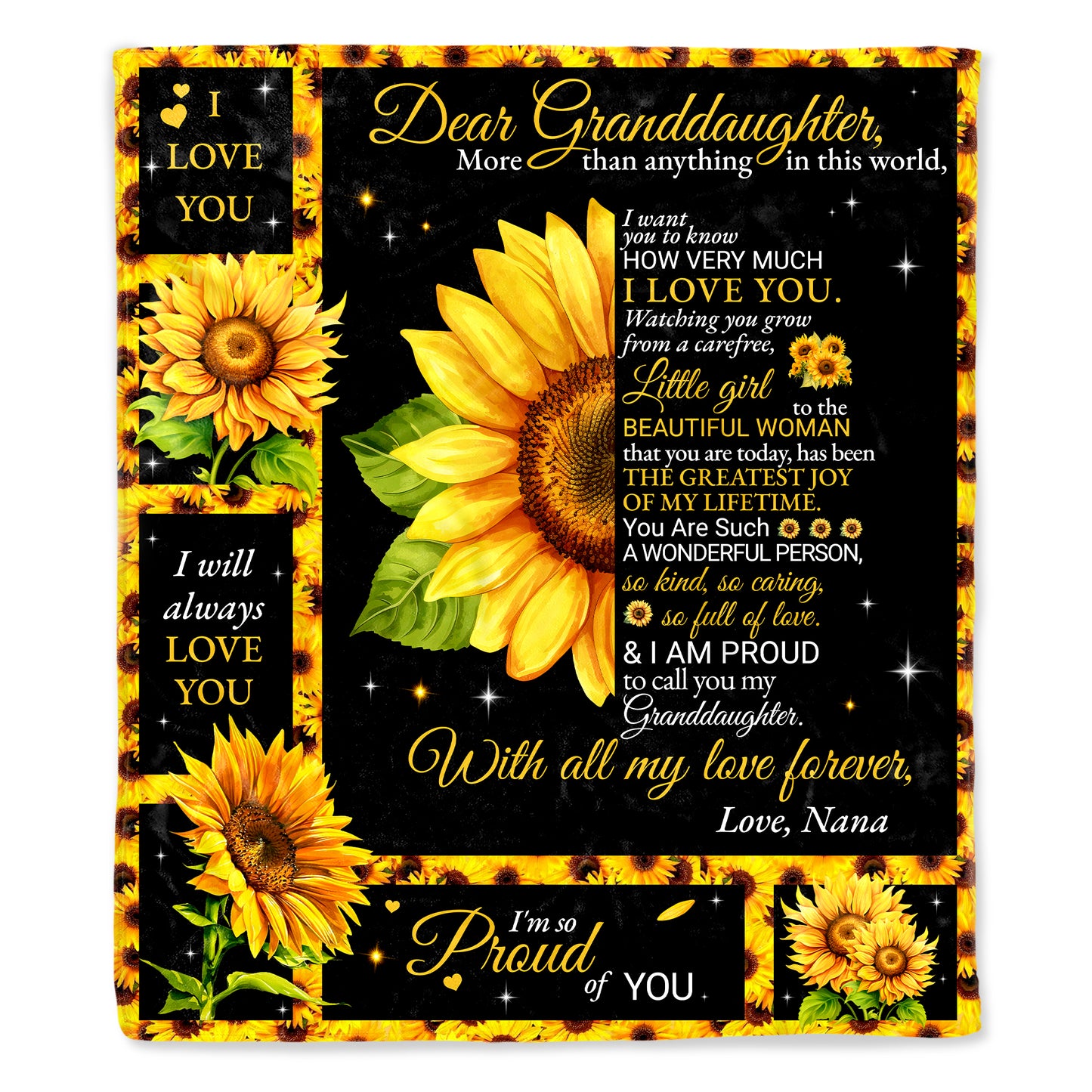 Dear Granddaughter Sunflower Love and Pride Blanket