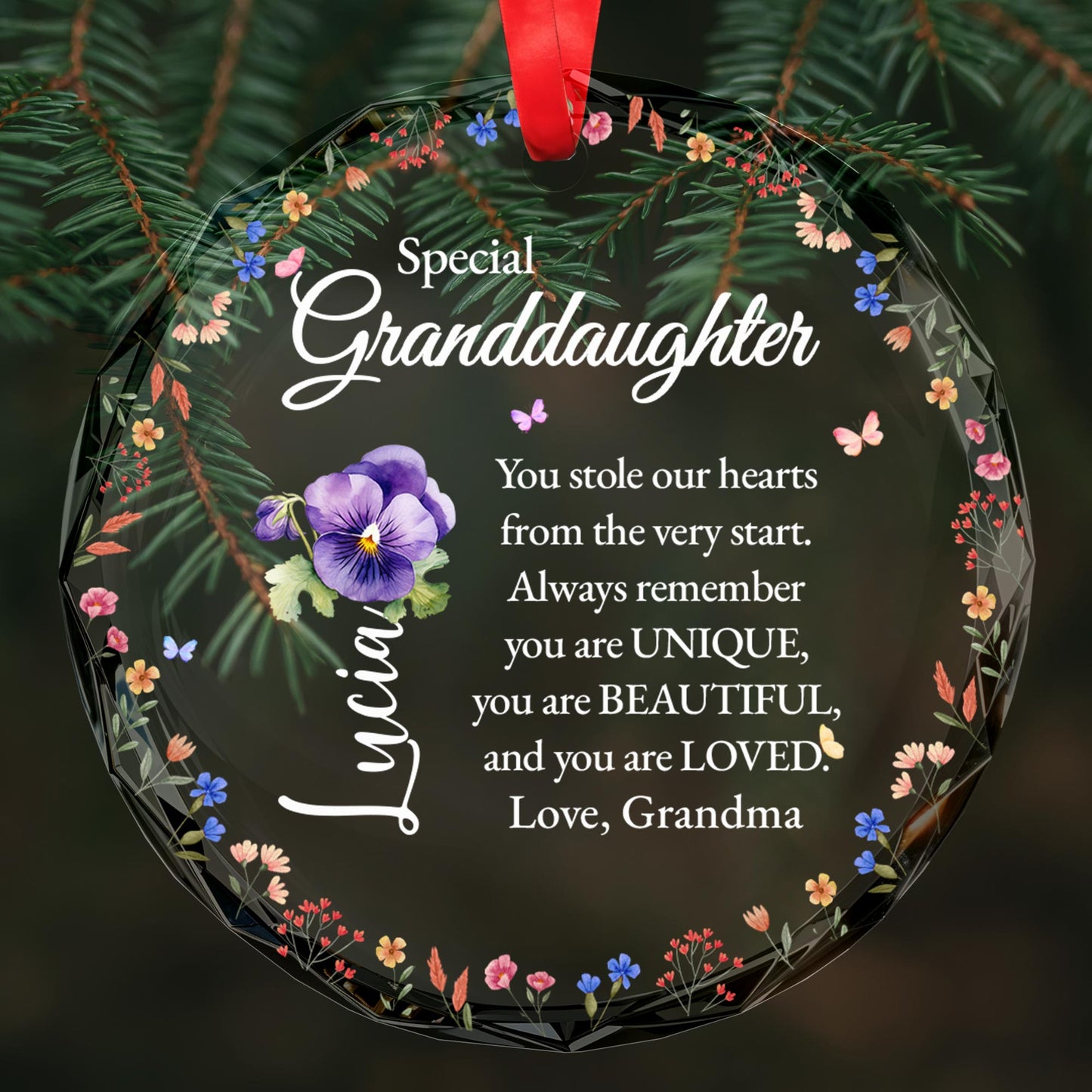 Message spécial, unique et magnifique pour petite-fille - Décoration en verre personnalisée - GDT086_CGOR