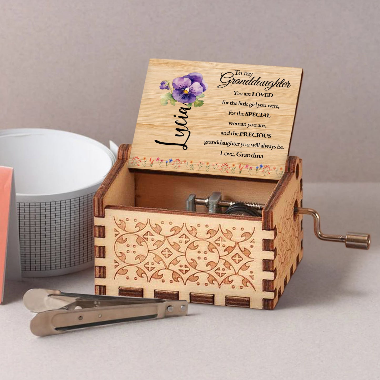 Loved Granddaughter Special Woman Precious Granddaughter Flowers Music Box