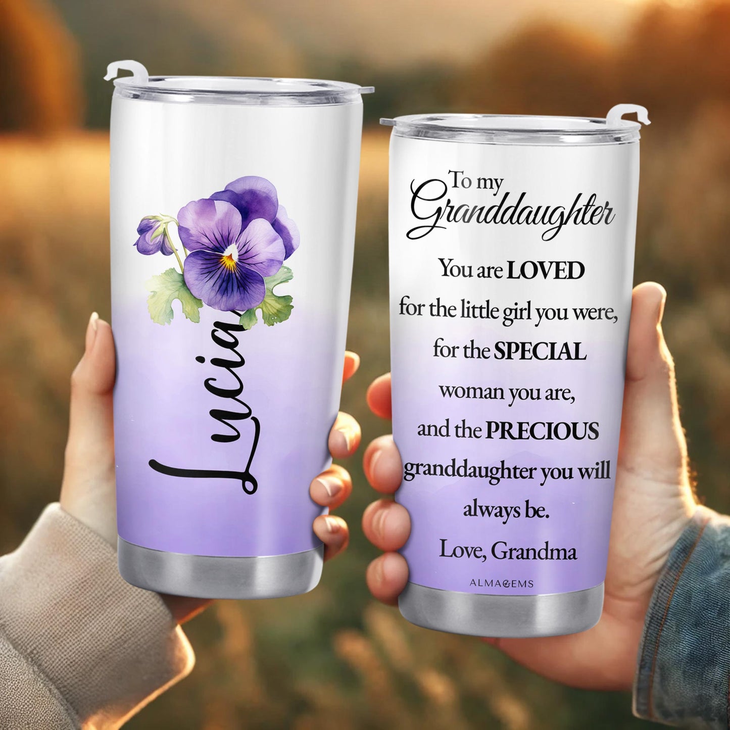 Love And Precious Words For Granddaughter With Flowers