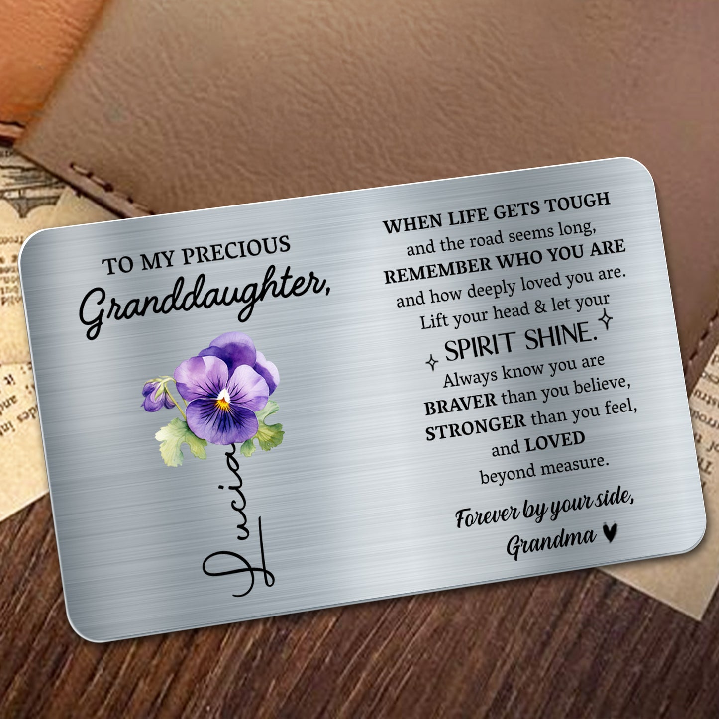 Heartfelt Message for Granddaughter with Violets