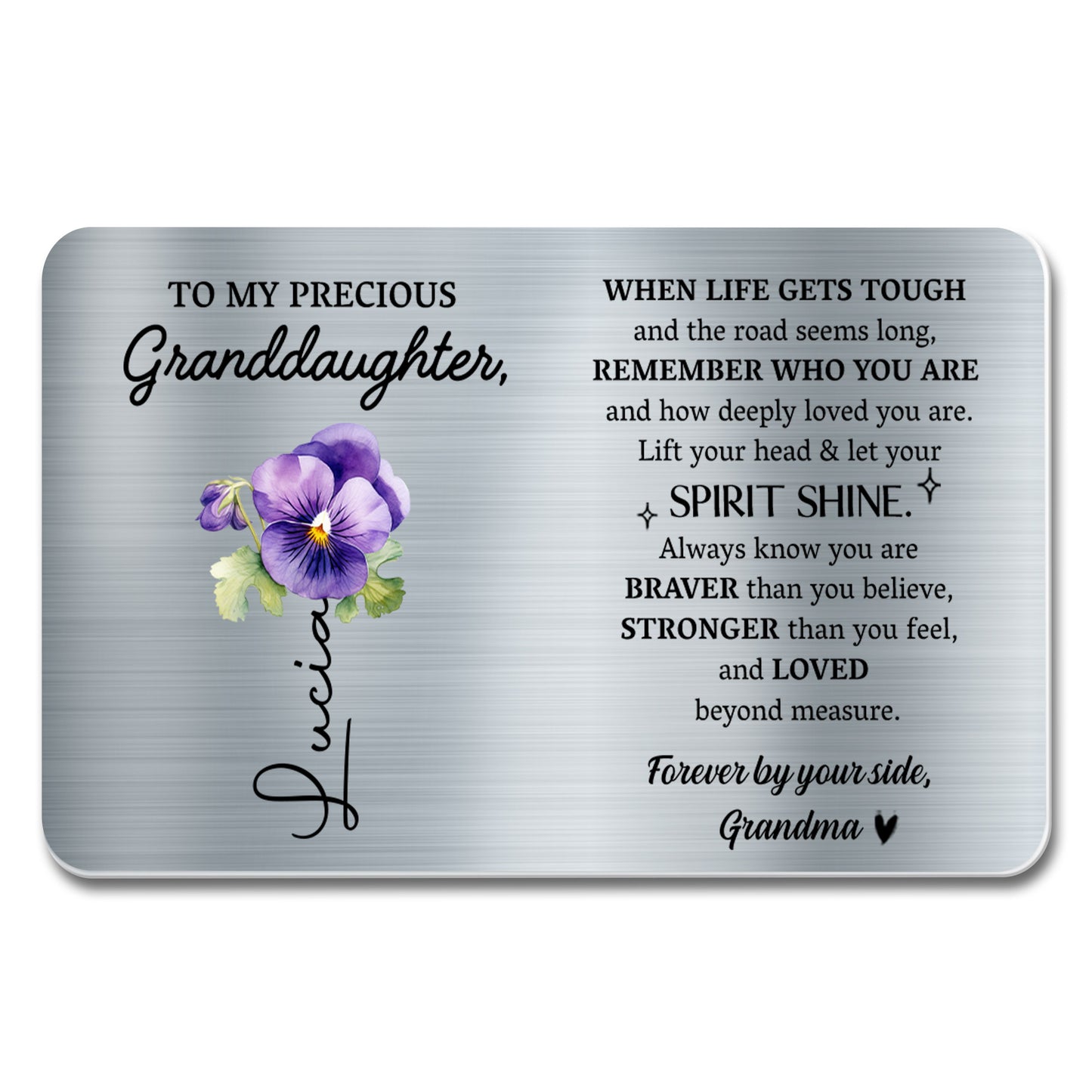 Heartfelt Message for Granddaughter with Violets