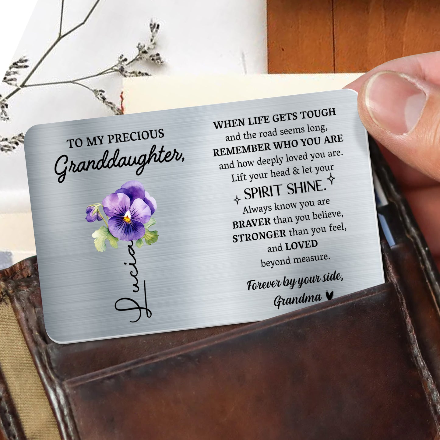 Heartfelt Message for Granddaughter with Violets
