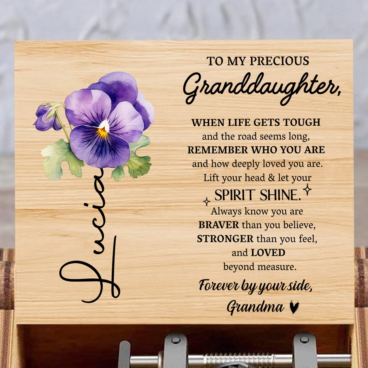 Spirit Shine, Pansy Flower And Loving Message For Granddaughter