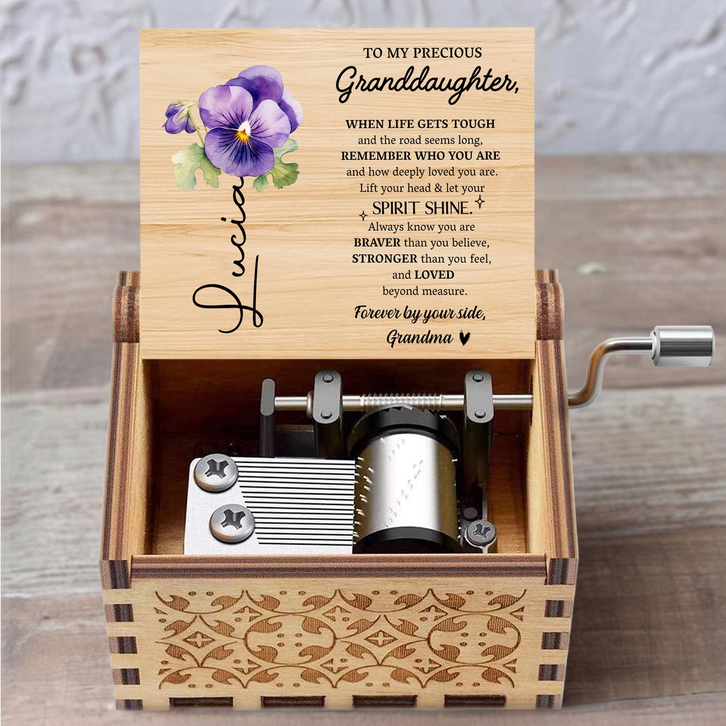 Spirit Shine, Pansy Flower And Loving Message For Granddaughter