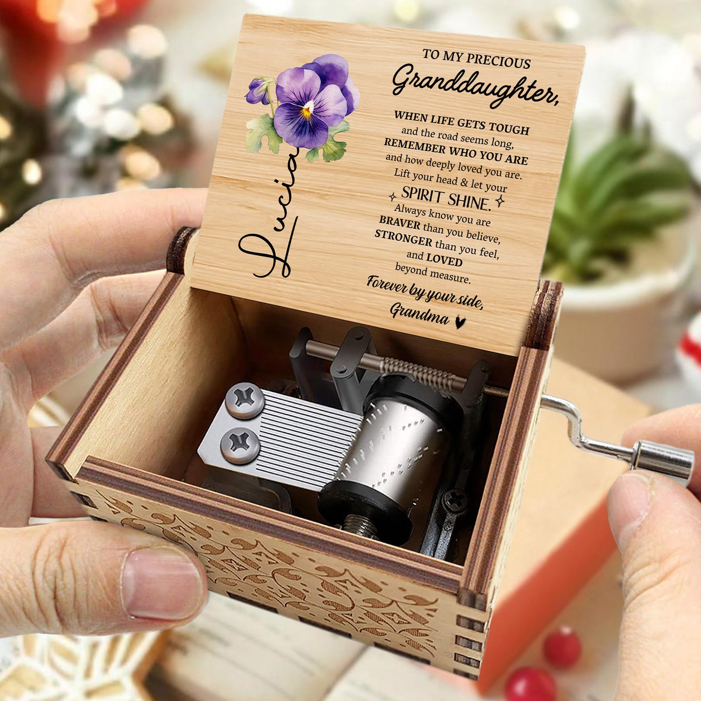 Spirit Shine, Pansy Flower And Loving Message For Granddaughter