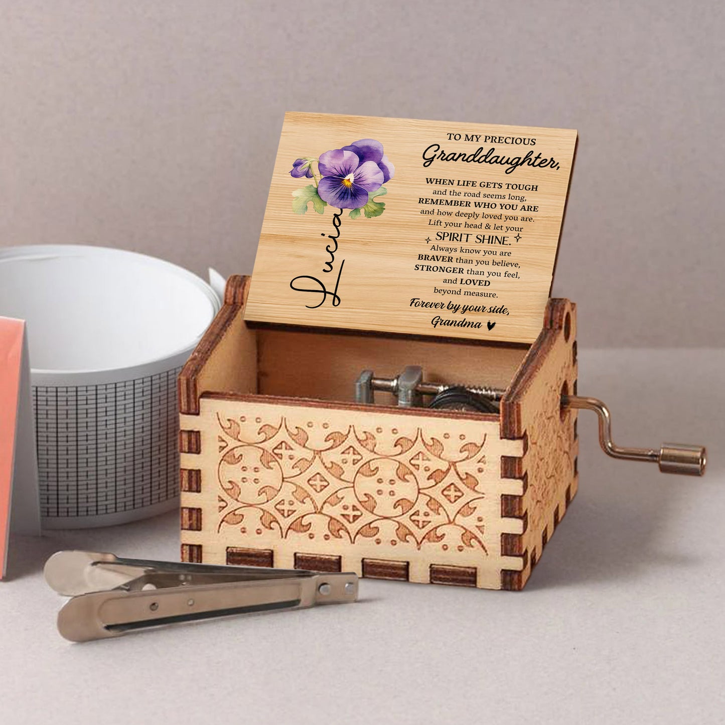 Spirit Shine, Pansy Flower And Loving Message For Granddaughter