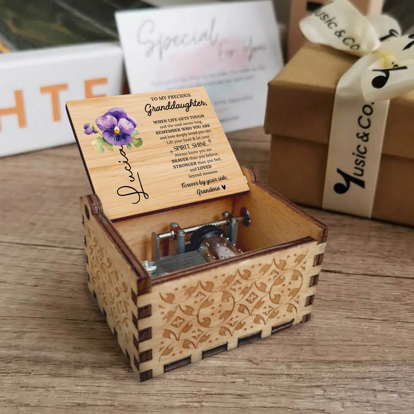 Spirit Shine, Pansy Flower And Loving Message For Granddaughter