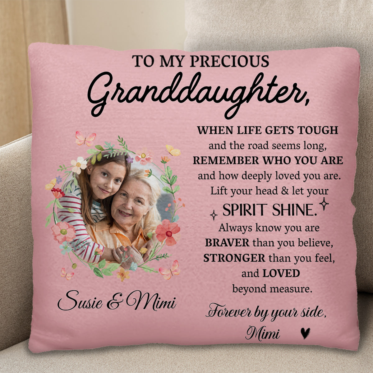 Lift Your Head Let Your Spirit Shine Pillow With Flowers And Butterflies