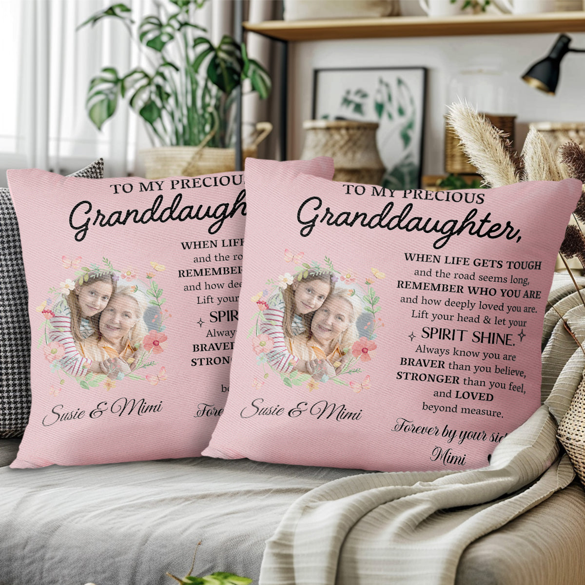 Lift Your Head Let Your Spirit Shine Pillow With Flowers And Butterflies
