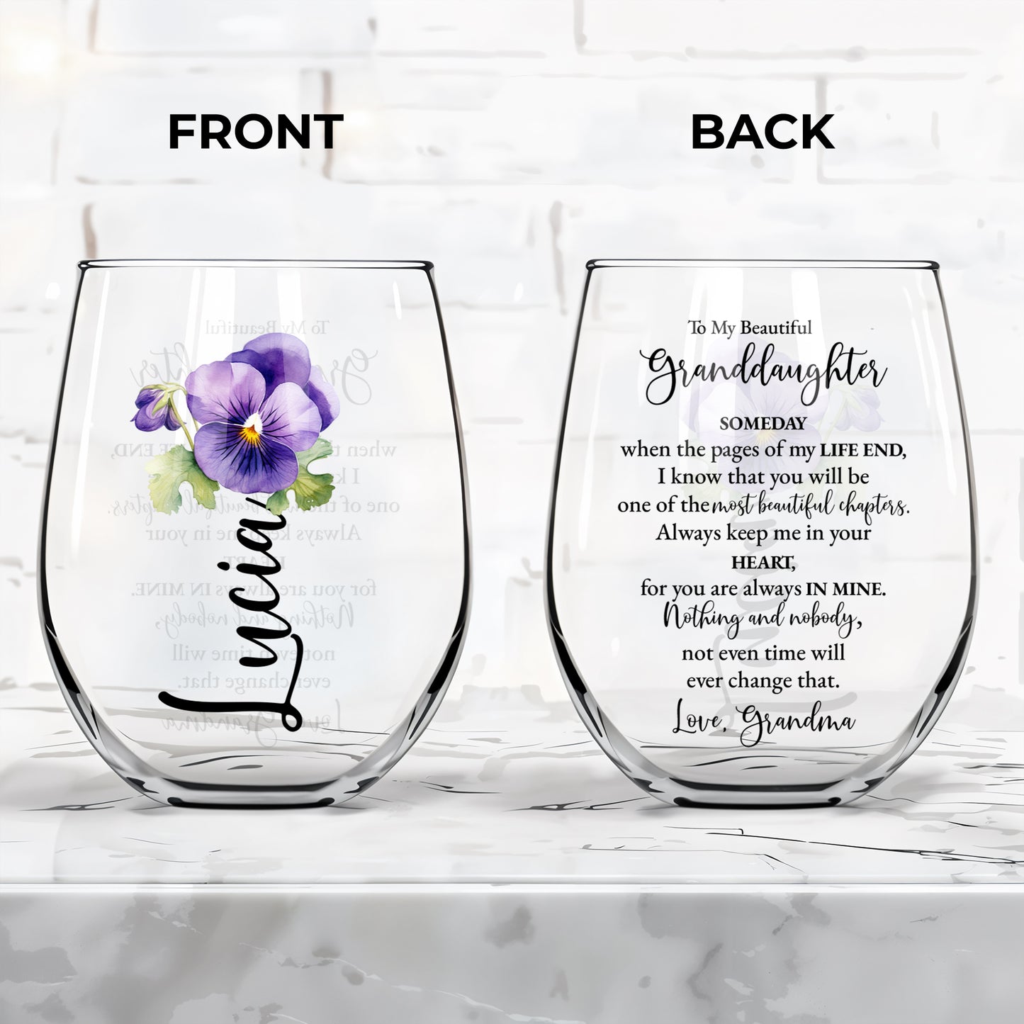 Beautiful Chapter Granddaughter Personalized Wine Glass