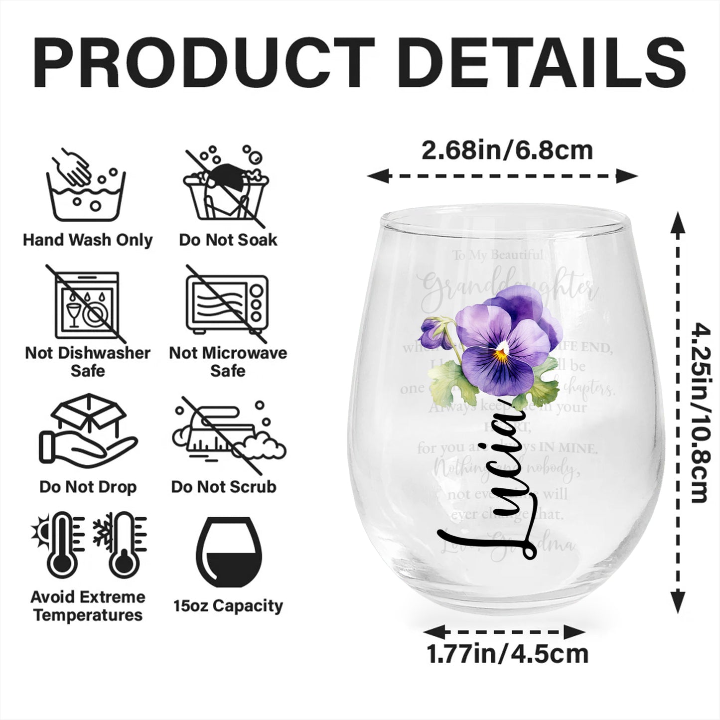 Beautiful Chapter Granddaughter Personalized Wine Glass