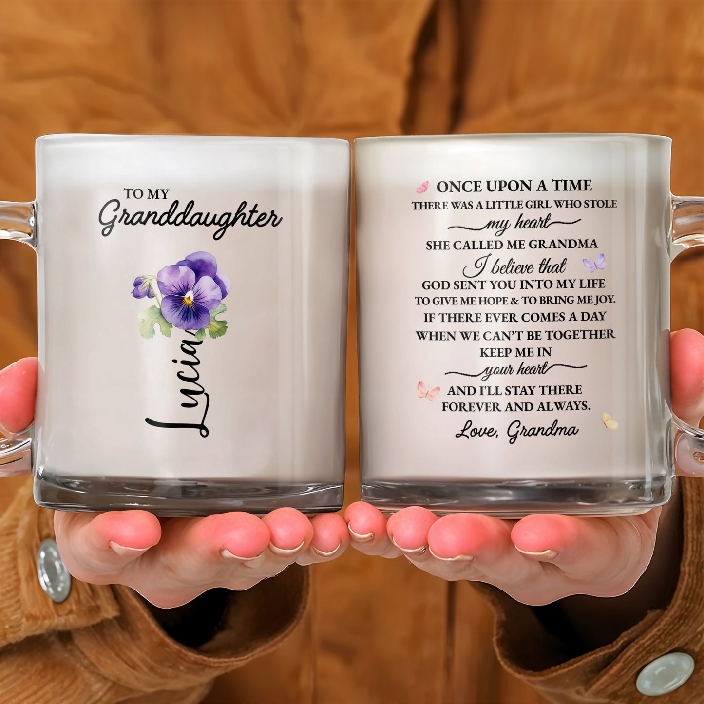 Love Message From Grandma To Granddaughter With Flowers And Butterflies